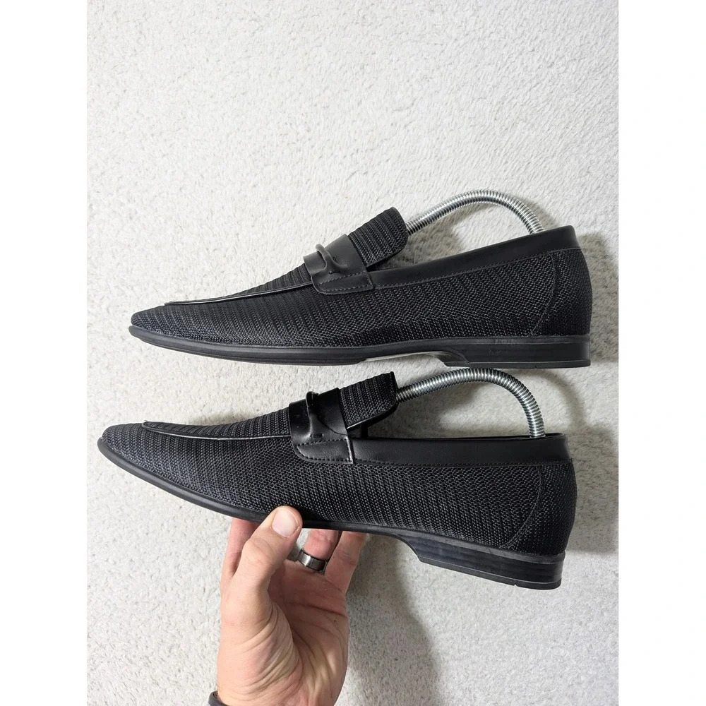 Giorgio Brutini Loafers Mens 8.5‎ Black Harry Woven Textile Penny Slip On Shoes